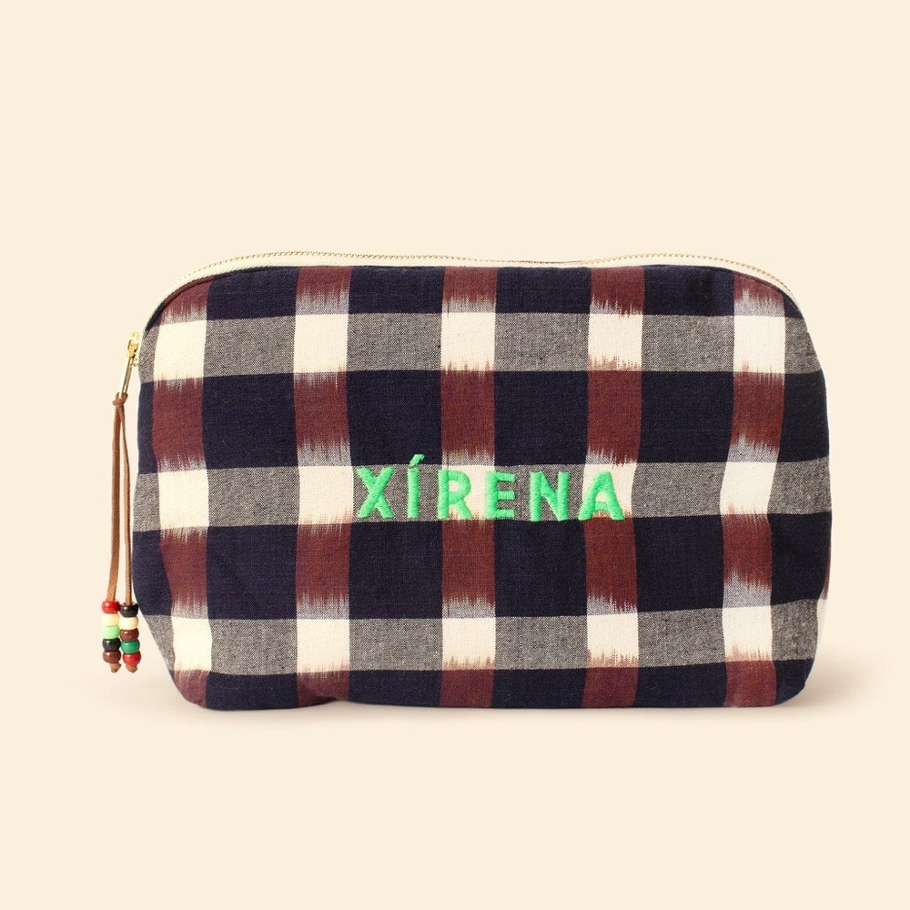 XIRENA Ellie Pouch in Color Canyon Plaid Checkered Plaid Large Toiletry Bag